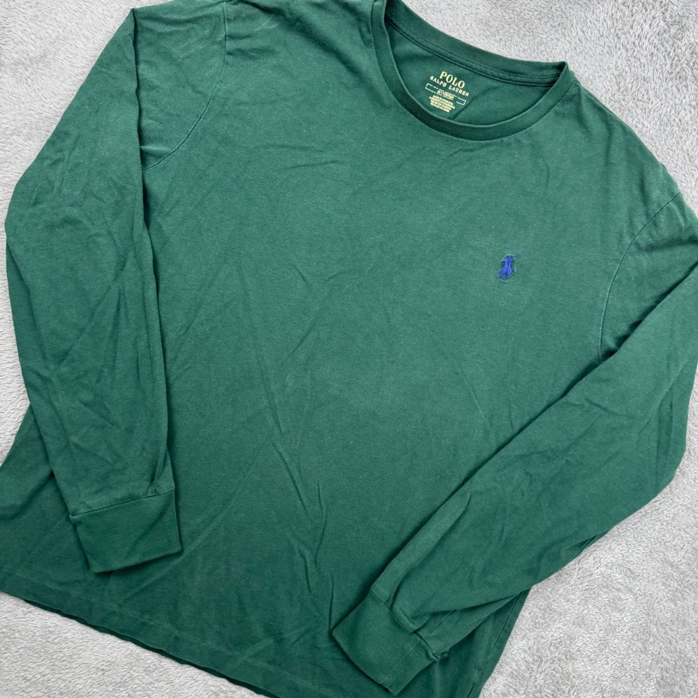 Polo Ralph Lauren T-Shirt Mens M Green Excellent Long Sleeve Pony Logo 710627433